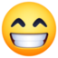 beaming face with smiling eyes on Facebook