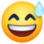 grinning face with sweat on Facebook