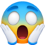 face screaming in fear on Facebook