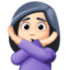 woman gesturing NO: light skin tone on Facebook
