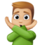 man gesturing NO: medium-light skin tone on Facebook