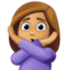 woman gesturing NO: medium skin tone on Facebook