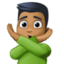 man gesturing NO: medium-dark skin tone on Facebook