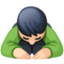 man bowing: light skin tone on Facebook