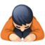 person bowing: light skin tone on Facebook