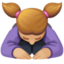 woman bowing: medium-light skin tone on Facebook
