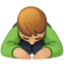 man bowing: medium-light skin tone on Facebook