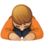 person bowing: medium-light skin tone on Facebook