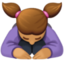 woman bowing: medium skin tone on Facebook