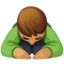 man bowing: medium skin tone on Facebook