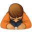 person bowing: medium skin tone on Facebook