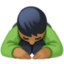man bowing: medium-dark skin tone on Facebook