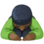 man bowing: dark skin tone on Facebook