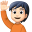 person raising hand: light skin tone on Facebook