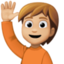 person raising hand: medium-light skin tone on Facebook