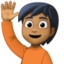 person raising hand: medium-dark skin tone on Facebook