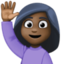 woman raising hand: dark skin tone on Facebook