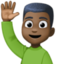 man raising hand: dark skin tone on Facebook