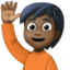 person raising hand: dark skin tone on Facebook