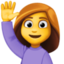 woman raising hand on Facebook