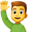 man raising hand on Facebook