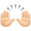 raising hands: light skin tone on Facebook