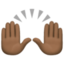 raising hands: dark skin tone on Facebook