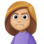 woman frowning: medium-light skin tone on Facebook