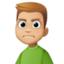 man frowning: medium-light skin tone on Facebook
