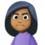 woman frowning: medium-dark skin tone on Facebook