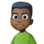 man frowning: dark skin tone on Facebook