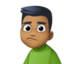 man pouting: medium-dark skin tone on Facebook