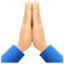 folded hands: light skin tone on Facebook