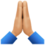 folded hands: medium-light skin tone on Facebook