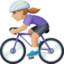 woman biking: medium-light skin tone on Facebook