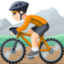 person mountain biking: light skin tone on Facebook