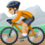 person mountain biking: medium-light skin tone on Facebook