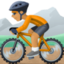person mountain biking: medium skin tone on Facebook