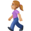 woman walking: medium-light skin tone on Facebook