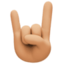 sign of the horns: medium-light skin tone on Facebook