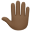 raised back of hand: dark skin tone on Facebook