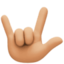 love-you gesture: medium-light skin tone on Facebook