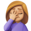 woman facepalming: medium-light skin tone on Facebook