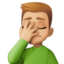 man facepalming: medium-light skin tone on Facebook