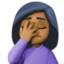 woman facepalming: medium-dark skin tone on Facebook