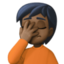 person facepalming: dark skin tone on Facebook