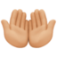 palms up together: medium-light skin tone on Facebook