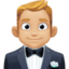 man in tuxedo: medium-light skin tone on Facebook