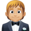 person in tuxedo: medium-light skin tone on Facebook
