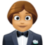 woman in tuxedo: medium skin tone on Facebook